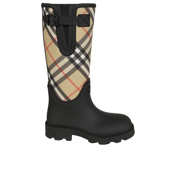 Burberry Mid-Calf Rubber Boots With Burberry Check - NWT - Picture 1 of 3